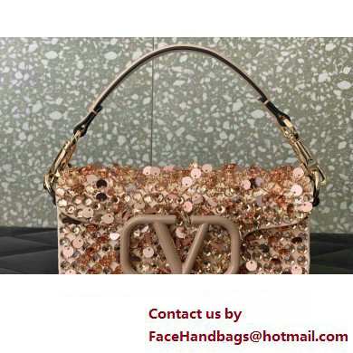 Valentino Small Loco Shoulder Bag Gold With Crystals 2024 - Click Image to Close