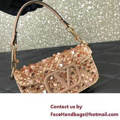 Valentino Small Loco Shoulder Bag Gold With Crystals 2024