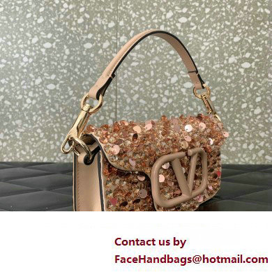 Valentino Small Loco Shoulder Bag Gold With Crystals 2024