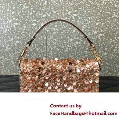 Valentino Small Loco Shoulder Bag Gold With Crystals 2024