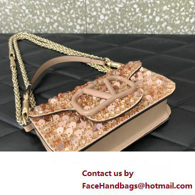 Valentino Small Loco Shoulder Bag Gold With Crystals 2024