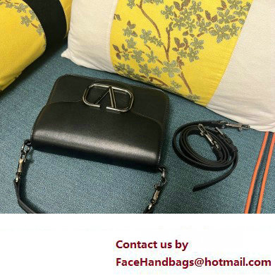 Valentino Small Loco Shoulder Bag In Calfskin Leather Black With Enamel Tone-On-Tone Vlogo Signature 2024 - Click Image to Close