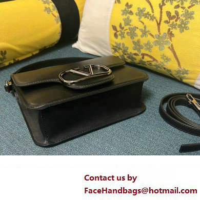 Valentino Small Loco Shoulder Bag In Calfskin Leather Black With Enamel Tone-On-Tone Vlogo Signature 2024