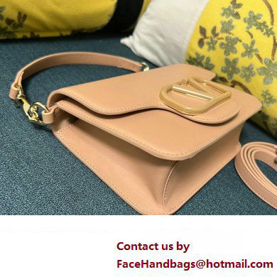 Valentino Small Loco Shoulder Bag In Calfskin Leather Nude With Enamel Tone-On-Tone Vlogo Signature 2024