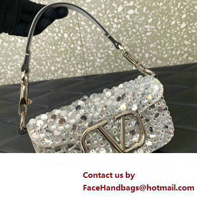 Valentino Small Loco Shoulder Bag Silver With Crystals 2024