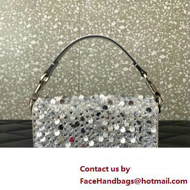 Valentino Small Loco Shoulder Bag Silver With Crystals 2024