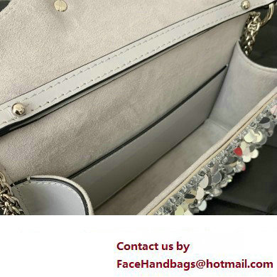 Valentino Small Loco Shoulder Bag Silver With Crystals 2024