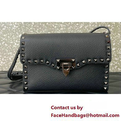 Valentino Small Rockstud Crossbody Bag in Grainy Calfskin Black 2024