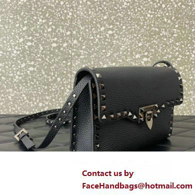 Valentino Small Rockstud Crossbody Bag in Grainy Calfskin Black 2024