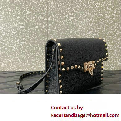 Valentino Small Rockstud Crossbody Bag in Grainy Calfskin Black/Gold 2024