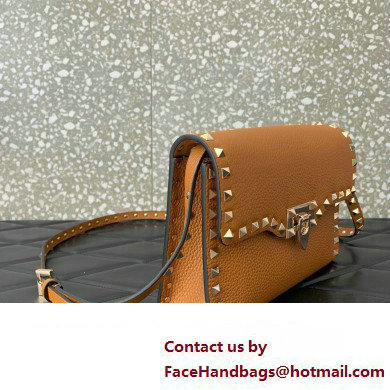 Valentino Small Rockstud Crossbody Bag in Grainy Calfskin Brown 2024