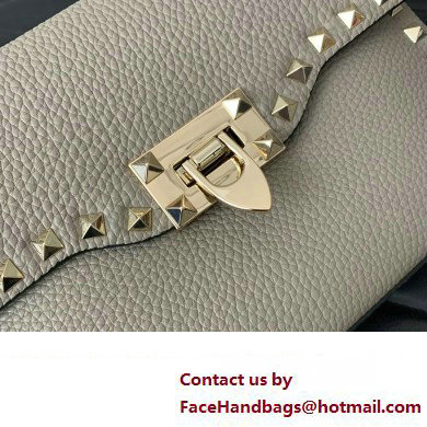 Valentino Small Rockstud Crossbody Bag in Grainy Calfskin Gray 2024