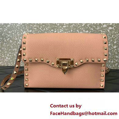 Valentino Small Rockstud Crossbody Bag in Grainy Calfskin Nude Pink 2024 - Click Image to Close