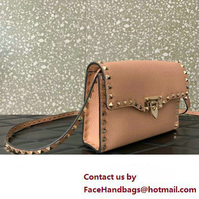 Valentino Small Rockstud Crossbody Bag in Grainy Calfskin Nude Pink 2024