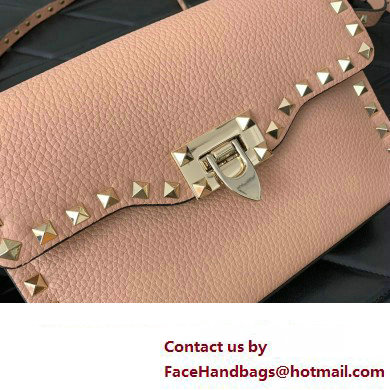 Valentino Small Rockstud Crossbody Bag in Grainy Calfskin Nude Pink 2024