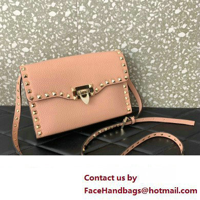 Valentino Small Rockstud Crossbody Bag in Grainy Calfskin Nude Pink 2024