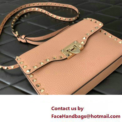 Valentino Small Rockstud Crossbody Bag in Grainy Calfskin Nude Pink 2024