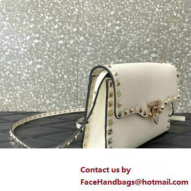 Valentino Small Rockstud Crossbody Bag in Grainy Calfskin White 2024