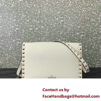 Valentino Small Rockstud Crossbody Bag in Grainy Calfskin White 2024