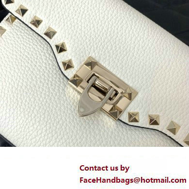 Valentino Small Rockstud Crossbody Bag in Grainy Calfskin White 2024