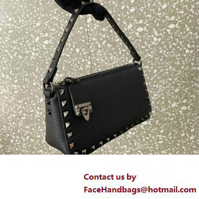 Valentino Small Rockstud Grainy Calfskin Crossbody Bag Black 2023