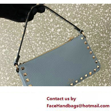 Valentino Small Rockstud Grainy Calfskin Crossbody Bag Blue 2023