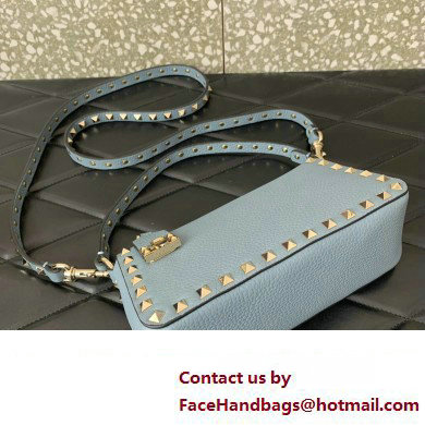 Valentino Small Rockstud Grainy Calfskin Crossbody Bag Blue 2023