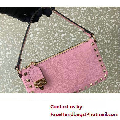 Valentino Small Rockstud Grainy Calfskin Crossbody Bag Pink 2023 - Click Image to Close