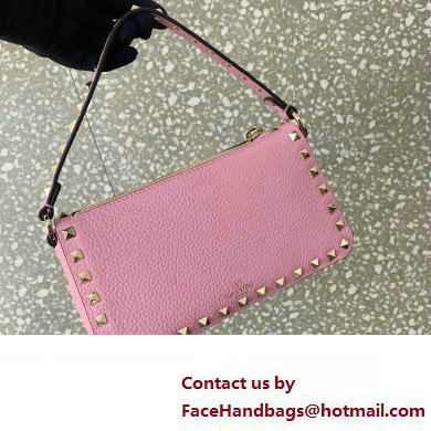 Valentino Small Rockstud Grainy Calfskin Crossbody Bag Pink 2023