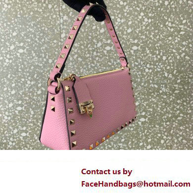 Valentino Small Rockstud Grainy Calfskin Crossbody Bag Pink 2023