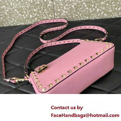 Valentino Small Rockstud Grainy Calfskin Crossbody Bag Pink 2023