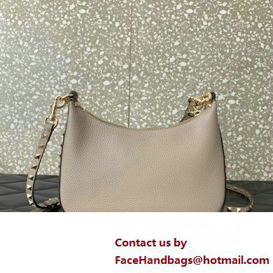 Valentino Small Rockstud Hobo bag in Grainy Calfskin 0313 Beige 2023