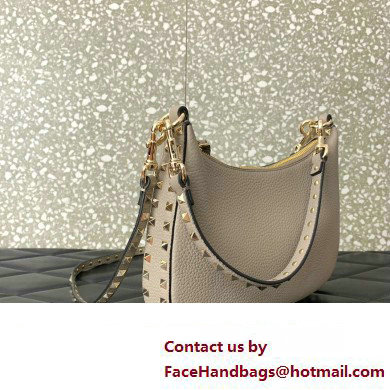 Valentino Small Rockstud Hobo bag in Grainy Calfskin 0313 Beige 2023