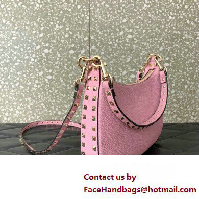 Valentino Small Rockstud Hobo bag in Grainy Calfskin 0313 Pink 2023