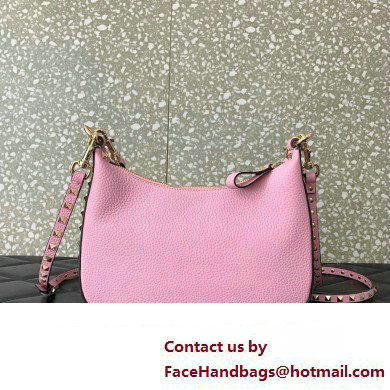 Valentino Small Rockstud Hobo bag in Grainy Calfskin 0313 Pink 2023