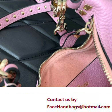 Valentino Small Rockstud Hobo bag in Grainy Calfskin 0313 Pink 2023