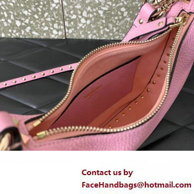 Valentino Small Rockstud Hobo bag in Grainy Calfskin 0313 Pink 2023