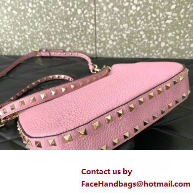 Valentino Small Rockstud Hobo bag in Grainy Calfskin 0313 Pink 2023