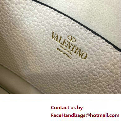 Valentino Small Rockstud Hobo bag in Grainy Calfskin 0313 White 2023