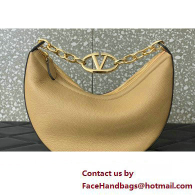 Valentino Small Vlogo Moon Hobo Bag In Leather Beige With Chain 2023