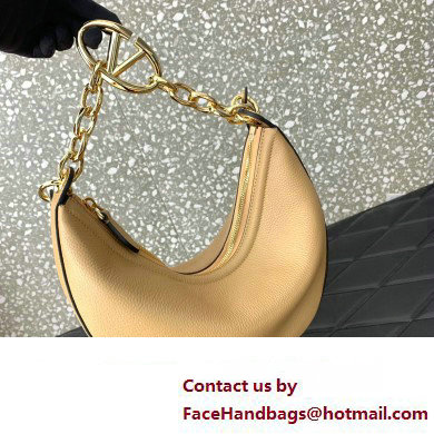 Valentino Small Vlogo Moon Hobo Bag In Leather Beige With Chain 2023