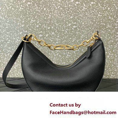 Valentino Small Vlogo Moon Hobo Bag In Leather Black With Chain 2023