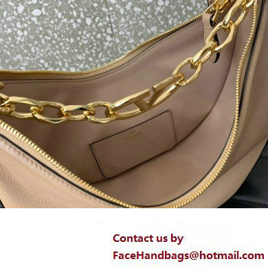 Valentino Small Vlogo Moon Hobo Bag In Leather Nude With Chain 2023