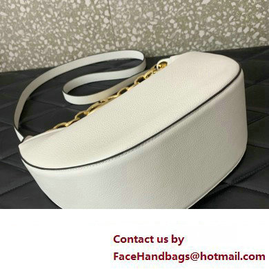 Valentino Small Vlogo Moon Hobo Bag In Leather White With Chain 2023