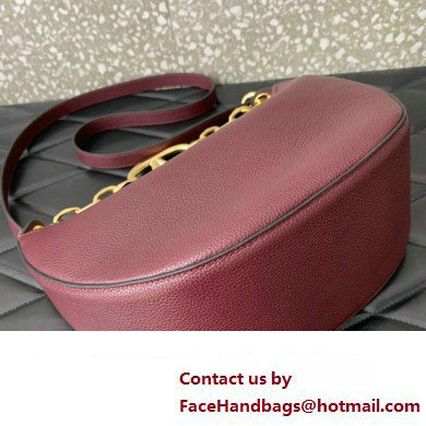 Valentino Small Vlogo Moon Hobo Bag In grainy calfskin Burgundy With Chain