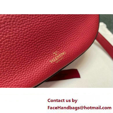 Valentino Small Vlogo Moon Hobo Bag In grainy calfskin Red With Chain