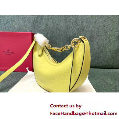 Valentino Small Vlogo Moon Hobo Bag In grainy calfskin Yellow With Chain