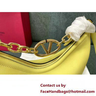 Valentino Small Vlogo Moon Hobo Bag In grainy calfskin Yellow With Chain