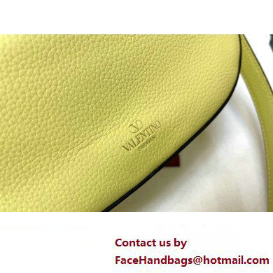 Valentino Small Vlogo Moon Hobo Bag In grainy calfskin Yellow With Chain