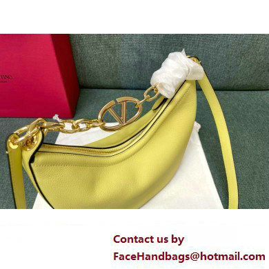 Valentino Small Vlogo Moon Hobo Bag In grainy calfskin Yellow With Chain